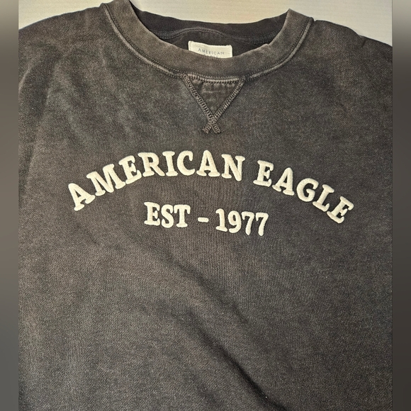 American Eagle Logo Crewneck Faded Gray Medium Sweatshirt - Picture 2 of 6